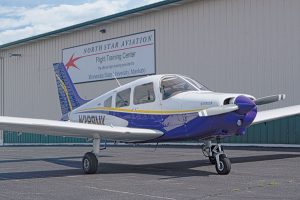 Piper Archer double engine airplane.